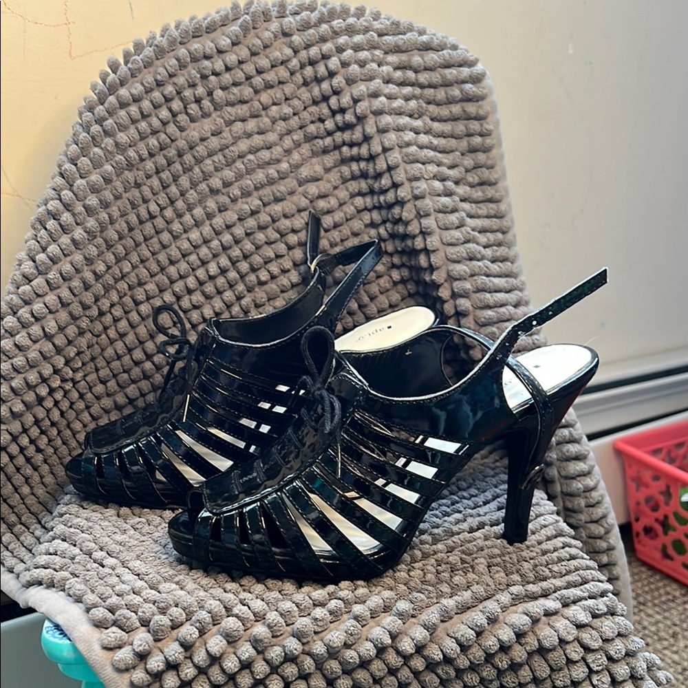 Apt. 9 Black Stiletto Heels with Strappy Design